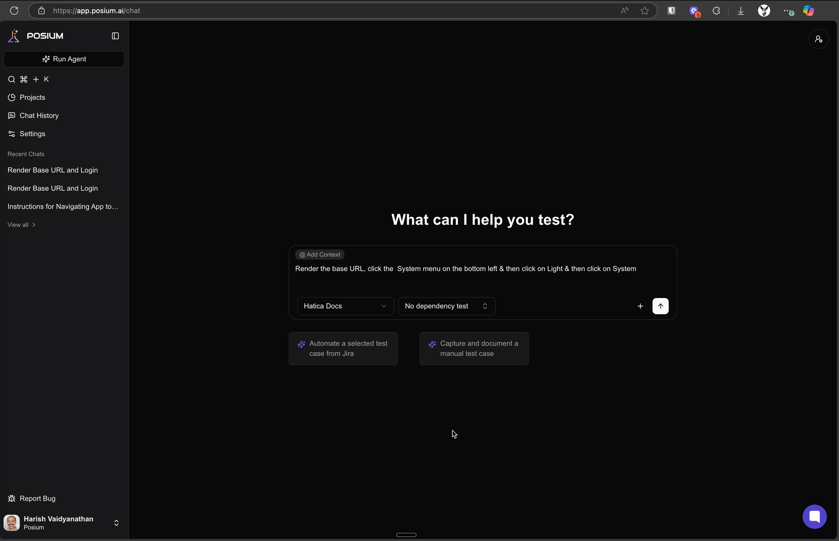 Agents generates test steps