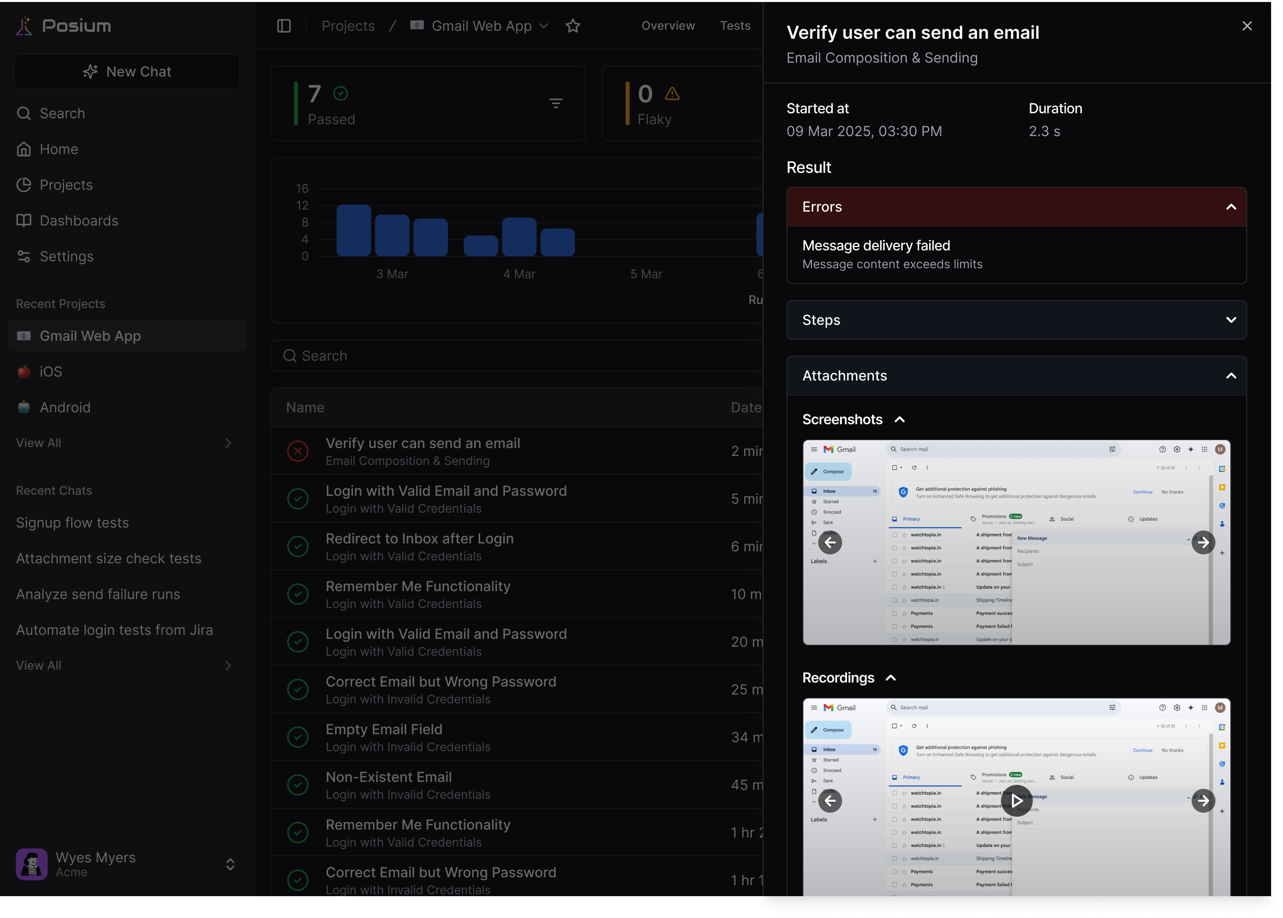 Track test results with comprehensive logs